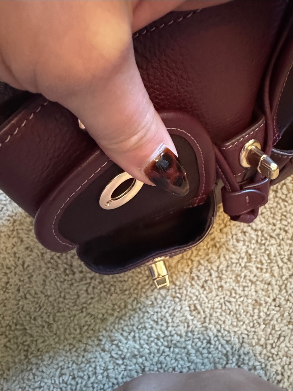 Coach Burgundy Pebbled Leather Mini Backpack COLOR SOLD OUT - Picture 6 of 6